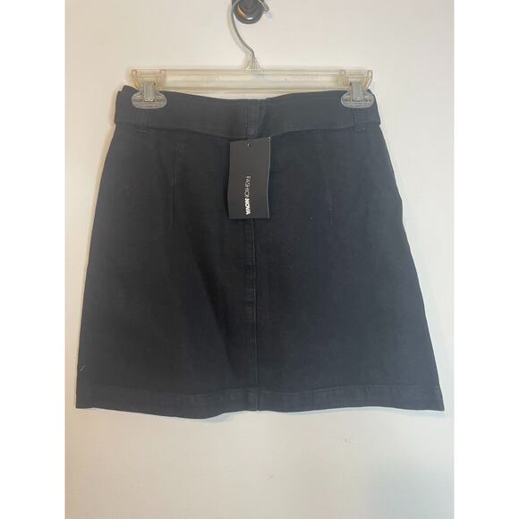 Fashion Nova Womens Front Zipper Denim Mini Skirt Belted Waist Size S Black - Picture 4 of 6